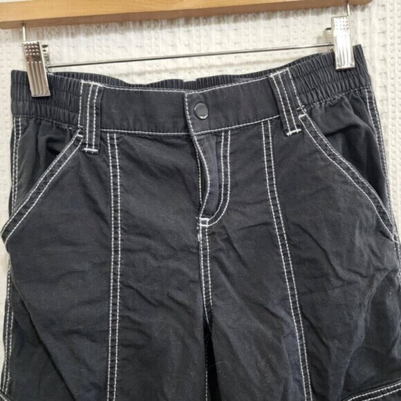 H&M Divided Baggy Black Cargo Trouser Pants Y2K Style Size 2 - Picture 6 of 14
